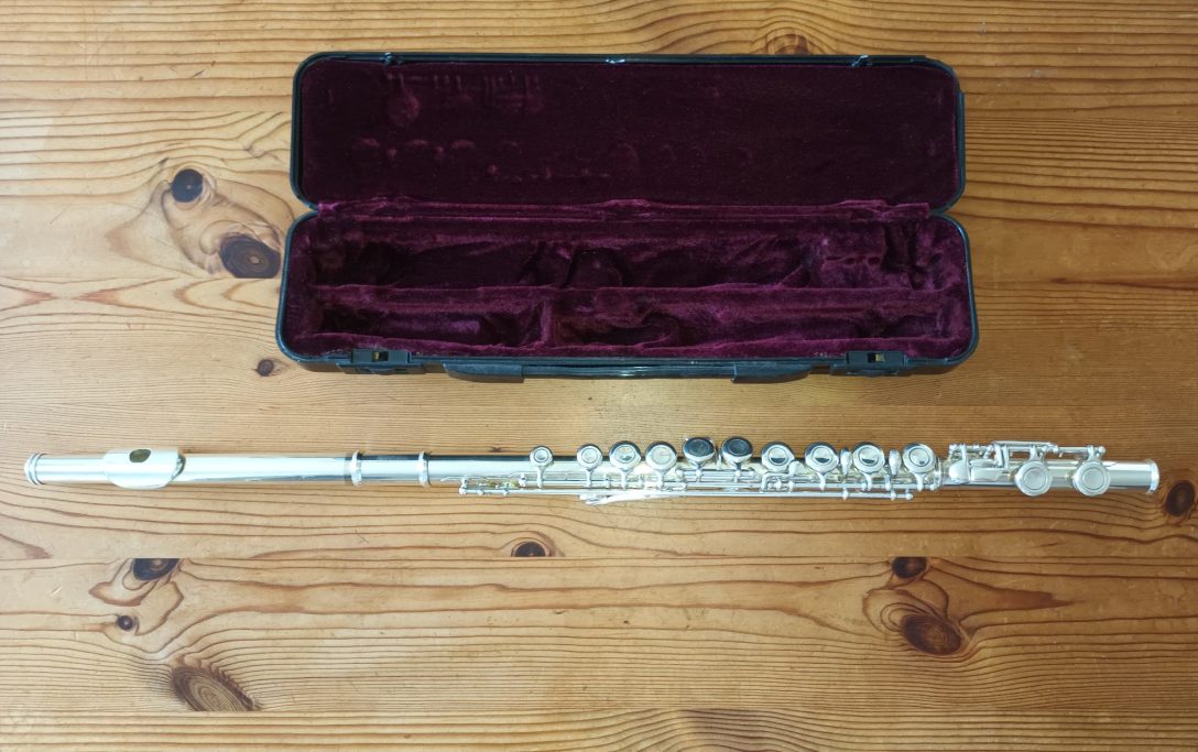 A flute and case