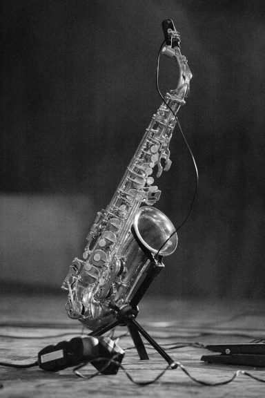Alto saxophone Alto saxophone on a stand