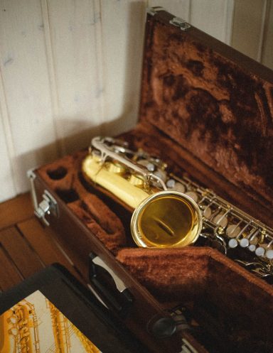 Alto Saxophone Alto Saxophone in a case with lid open